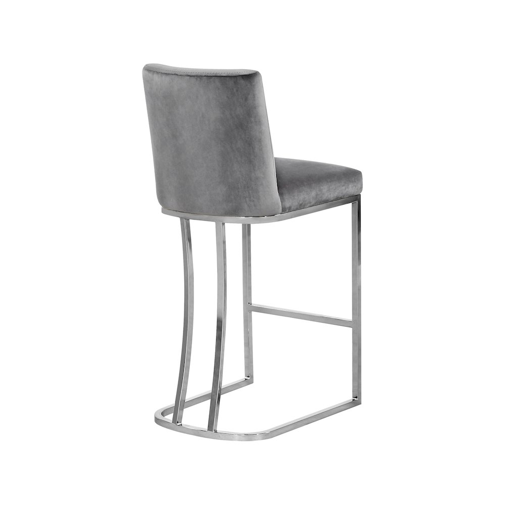 Heidi Grey Velvet Stool. Picture 2