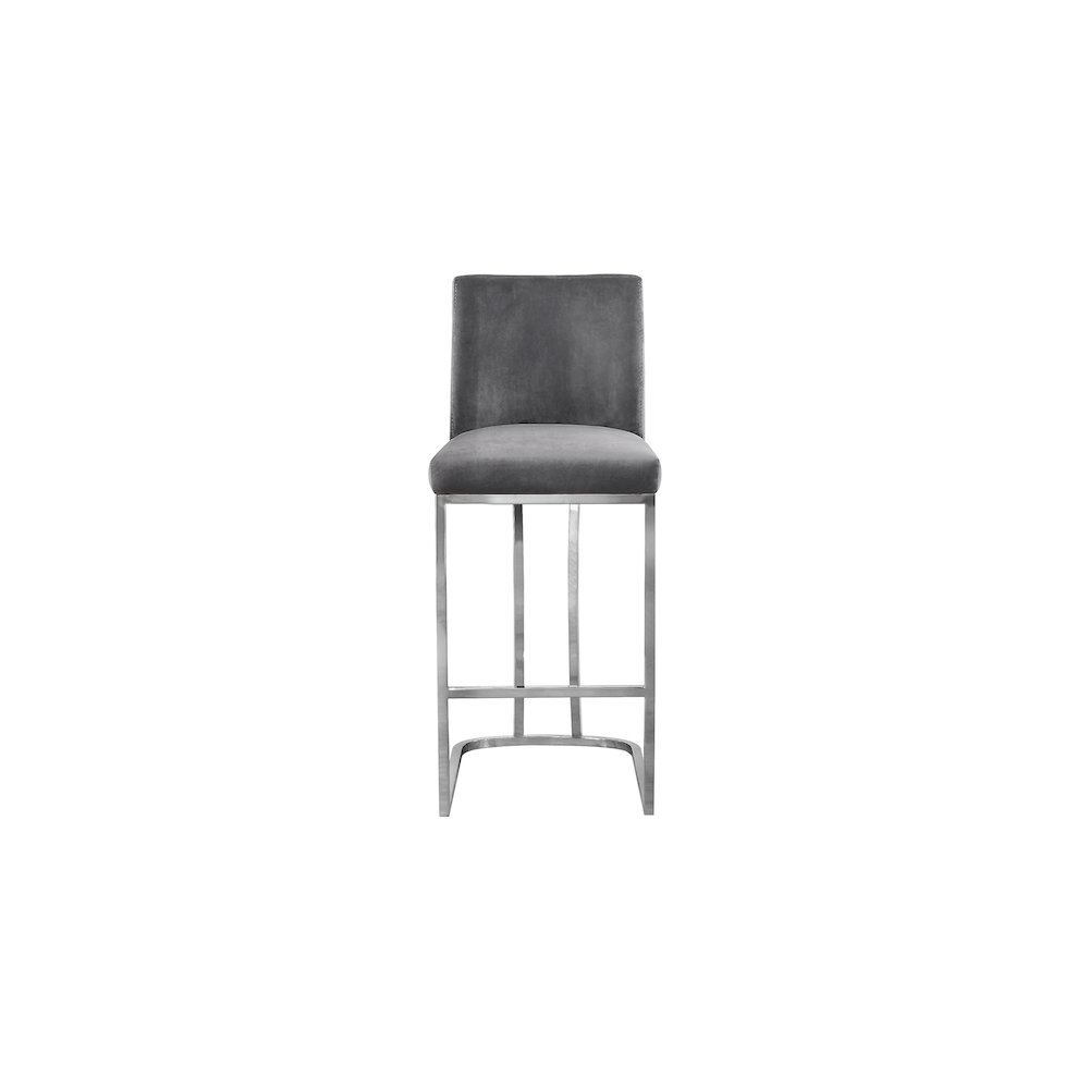 Heidi Grey Velvet Stool. Picture 3
