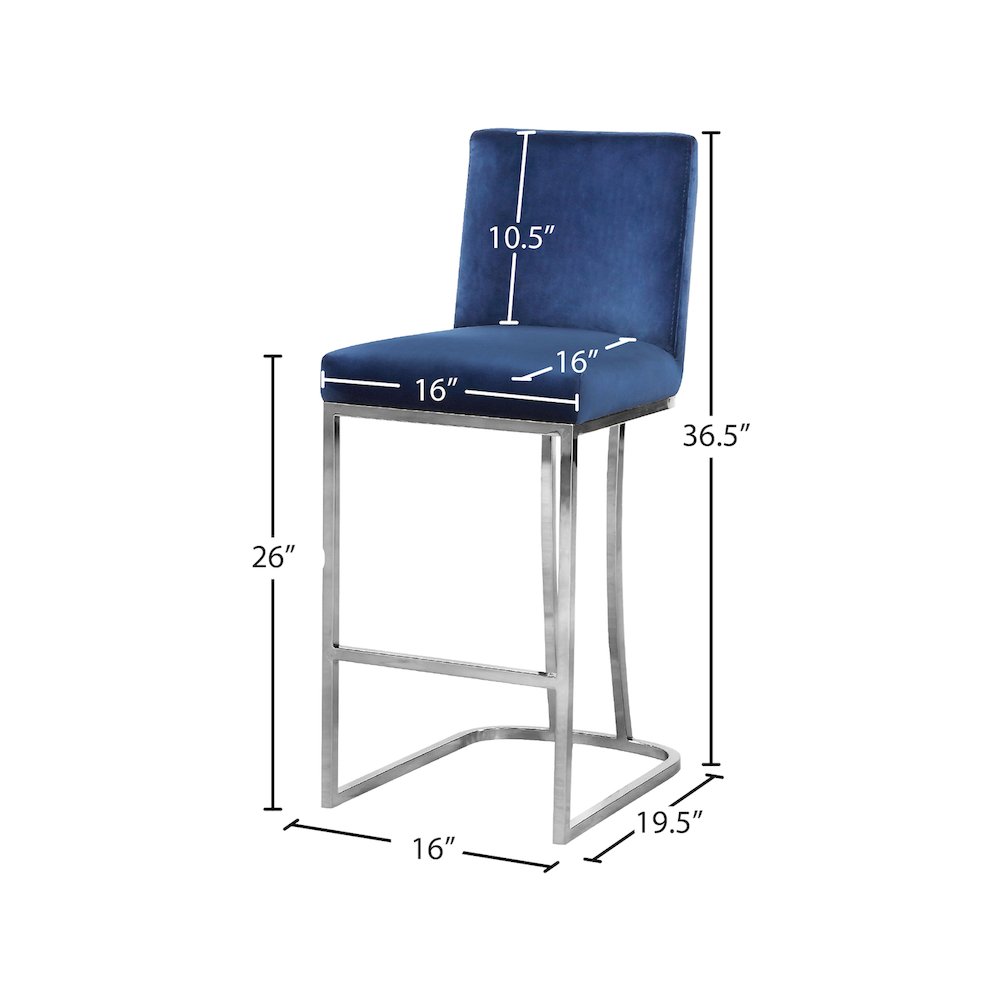 Heidi Navy Velvet Stool. Picture 4