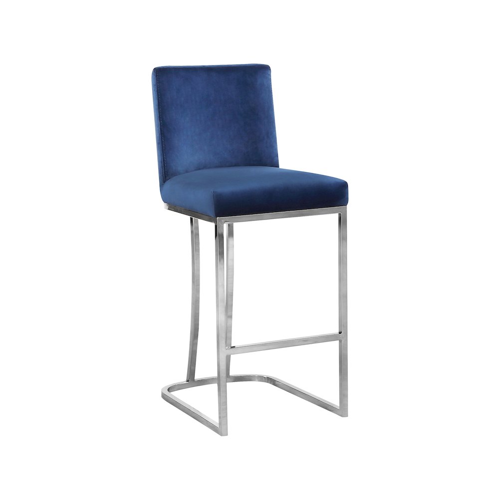 Heidi Navy Velvet Stool. Picture 1