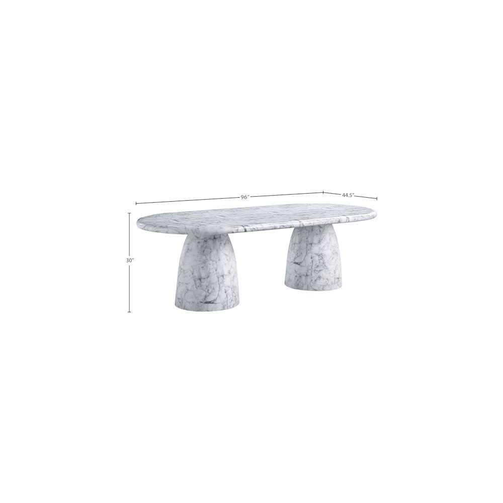 Cosenza White 96" Marble Finish Concrete Dining Table. Picture 6
