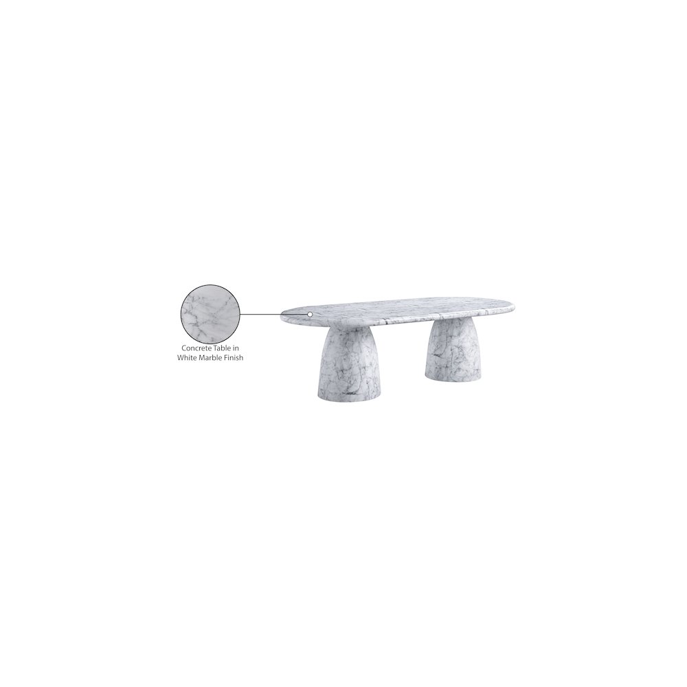 Cosenza White 96" Marble Finish Concrete Dining Table. Picture 7