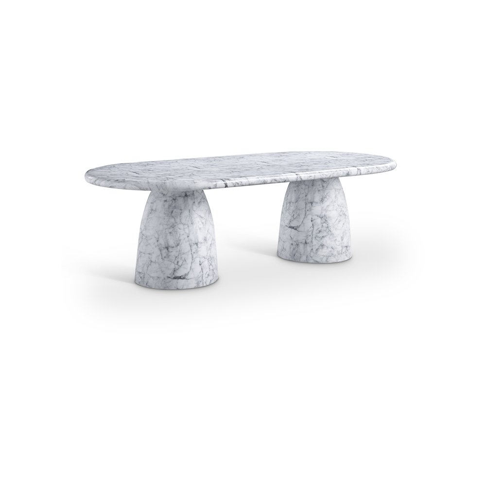 Cosenza White 96" Marble Finish Concrete Dining Table. Picture 1