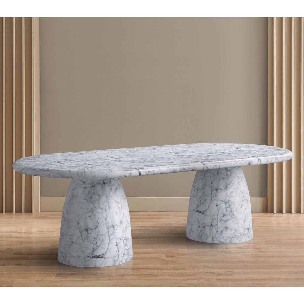 Cosenza White 96" Marble Finish Concrete Dining Table. Picture 2