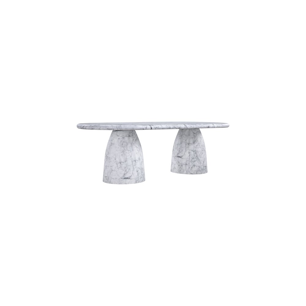 Cosenza White 96" Marble Finish Concrete Dining Table. Picture 3