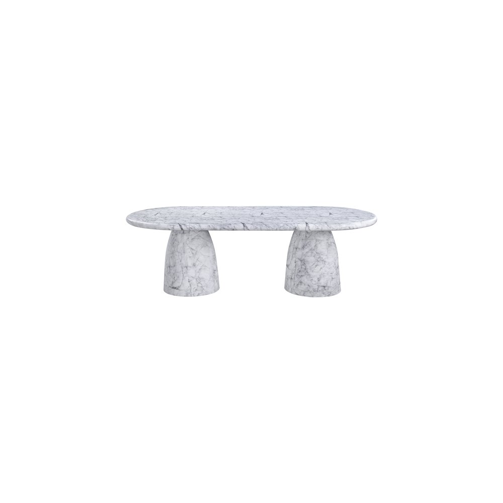 Cosenza White 96" Marble Finish Concrete Dining Table. Picture 4