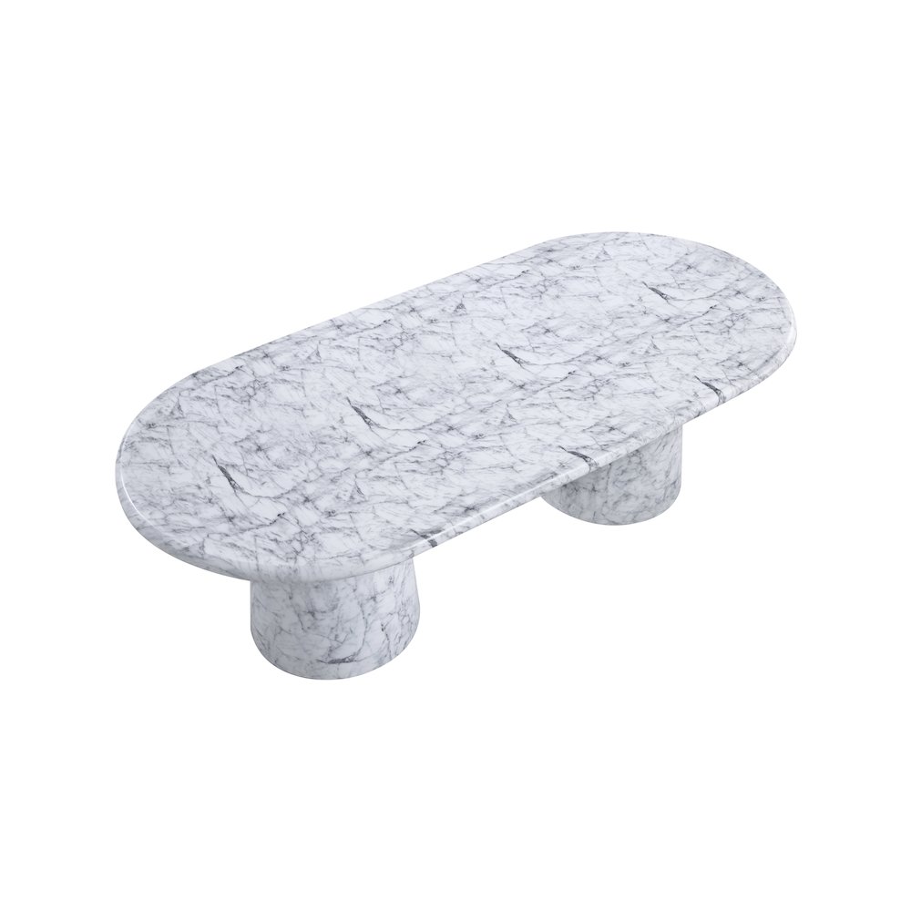 Cosenza White 96" Marble Finish Concrete Dining Table. Picture 5