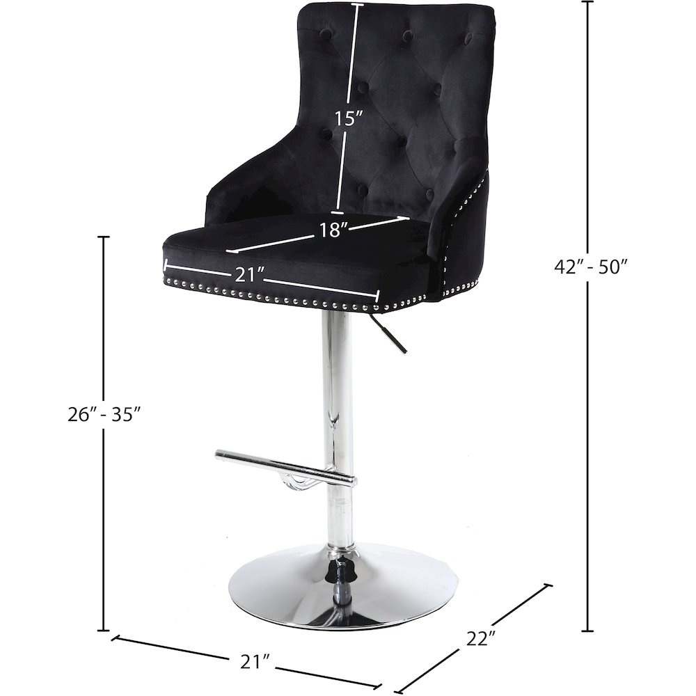 Claude Black Velvet Adjustable Stool. Picture 5
