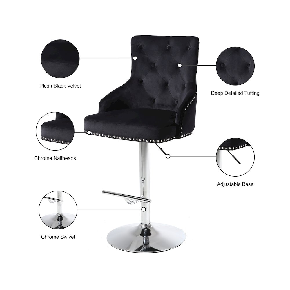 Claude Black Velvet Adjustable Stool. Picture 6