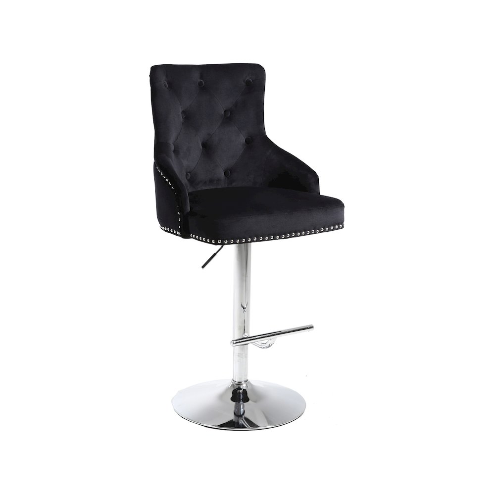Claude Black Velvet Adjustable Stool. Picture 1