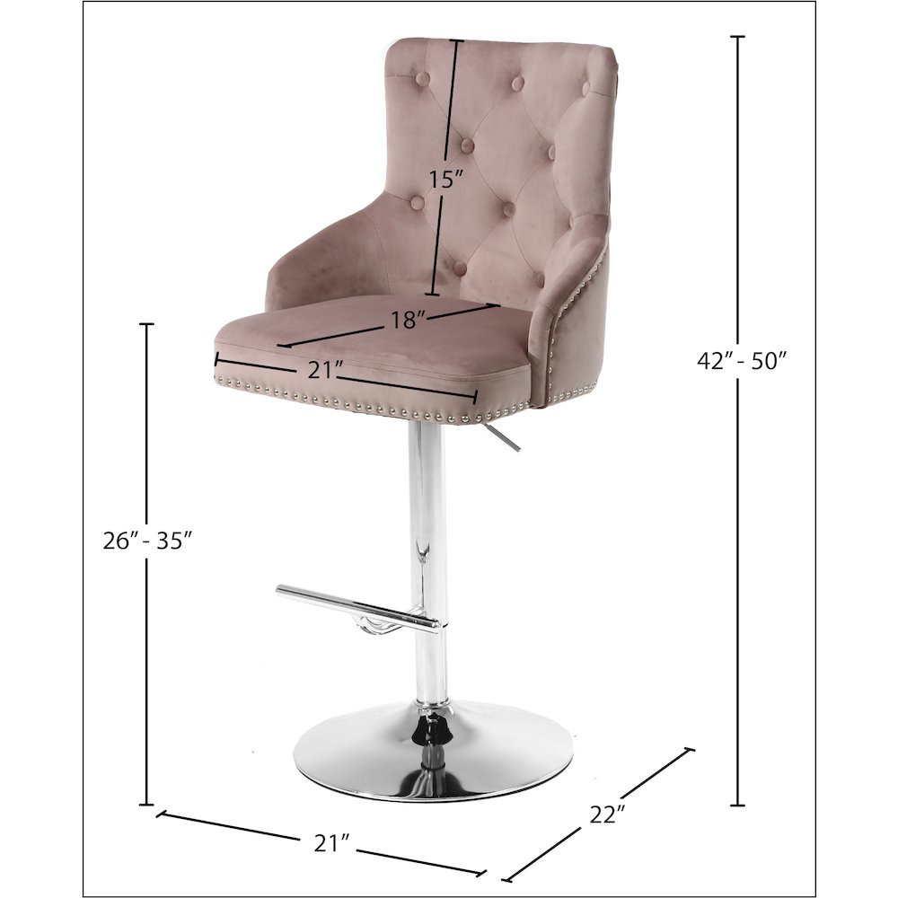 Claude Pink Velvet Adjustable Stool. Picture 5