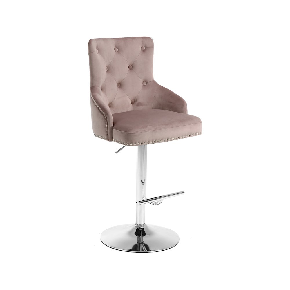 Claude Pink Velvet Adjustable Stool. Picture 1