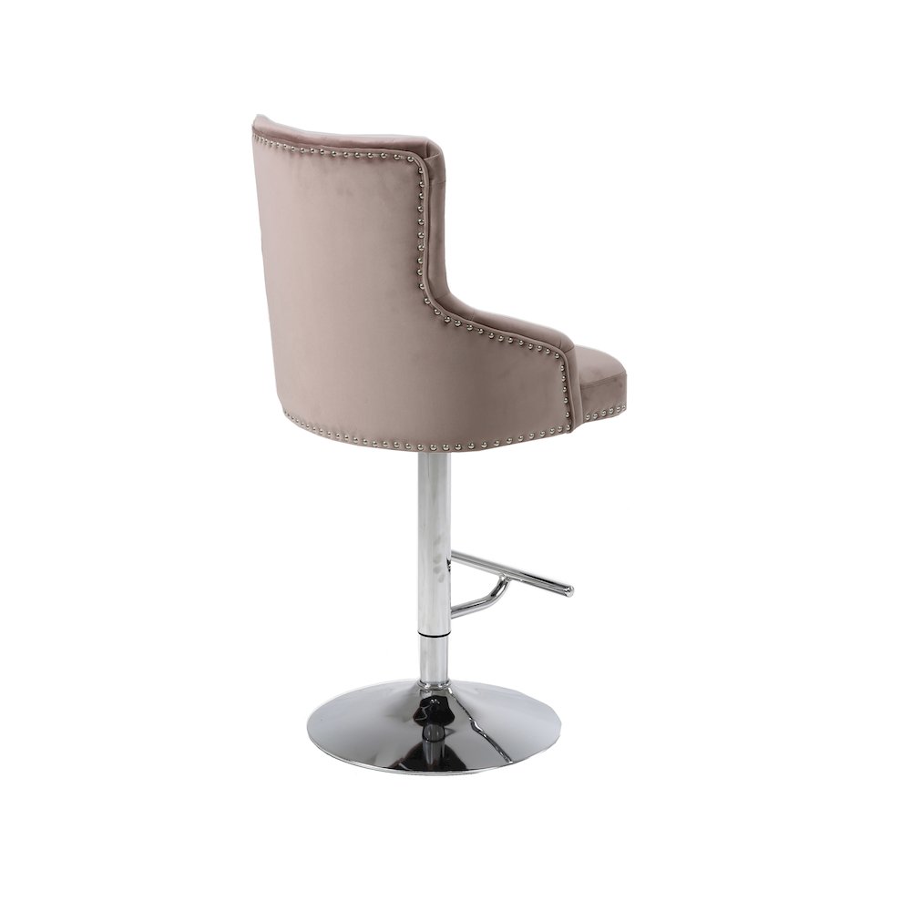 Claude Pink Velvet Adjustable Stool. Picture 2