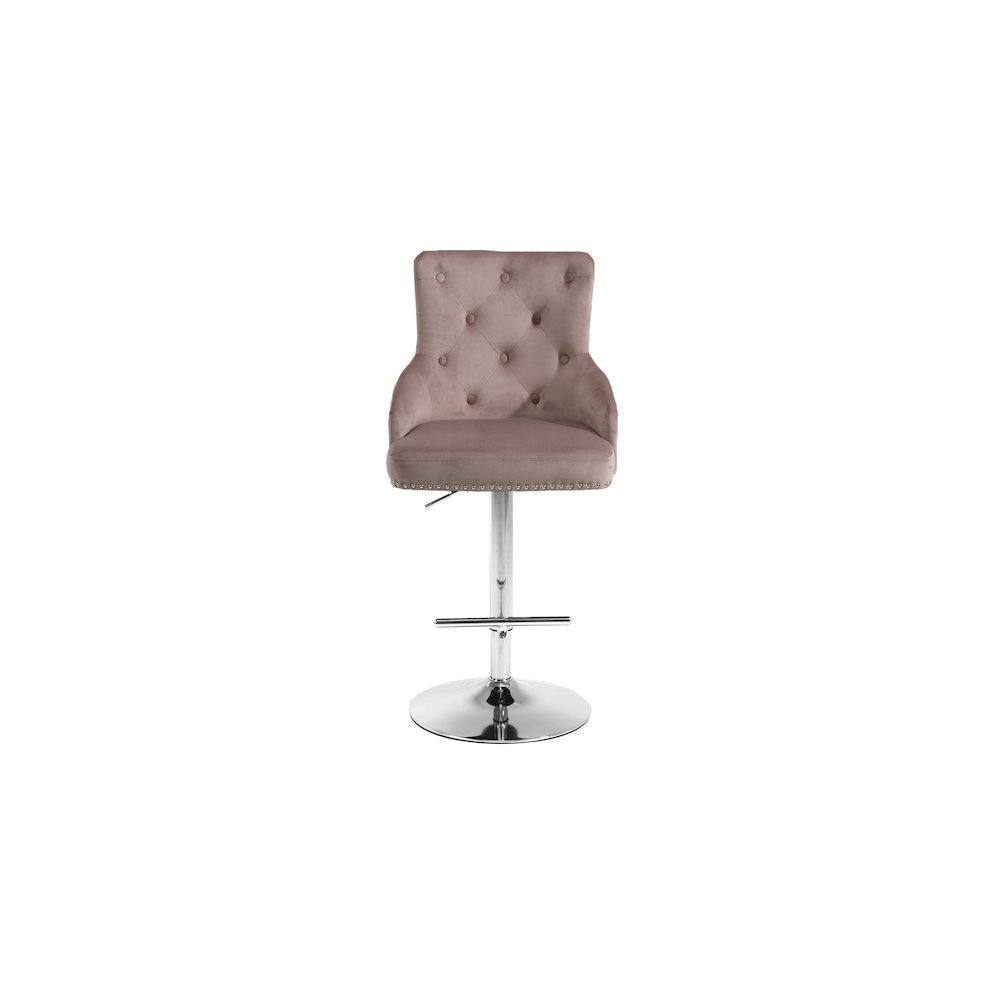 Claude Pink Velvet Adjustable Stool. Picture 3