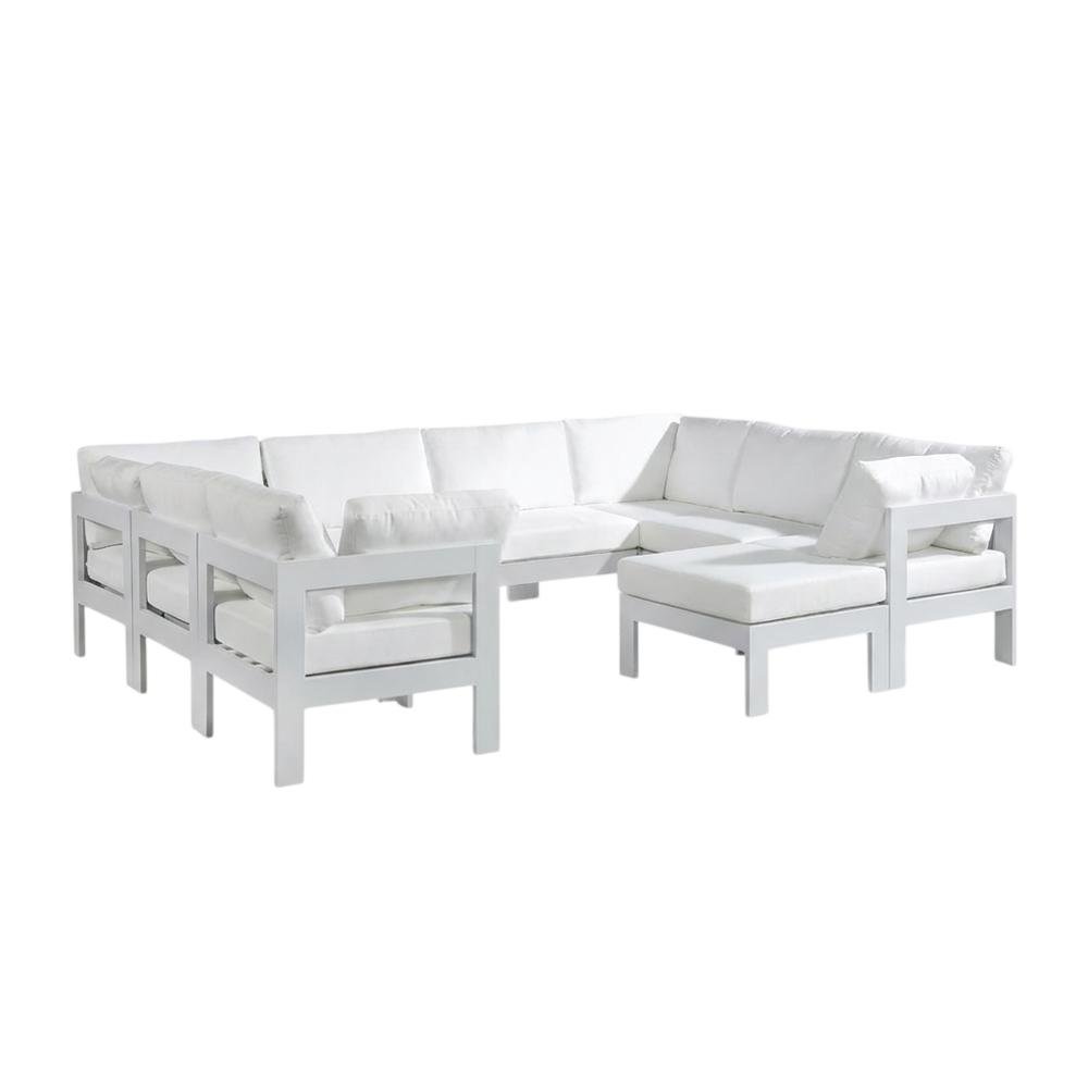 White Fabric Outdoor Patio Modular Sectional With Contemporary Style. Picture 1