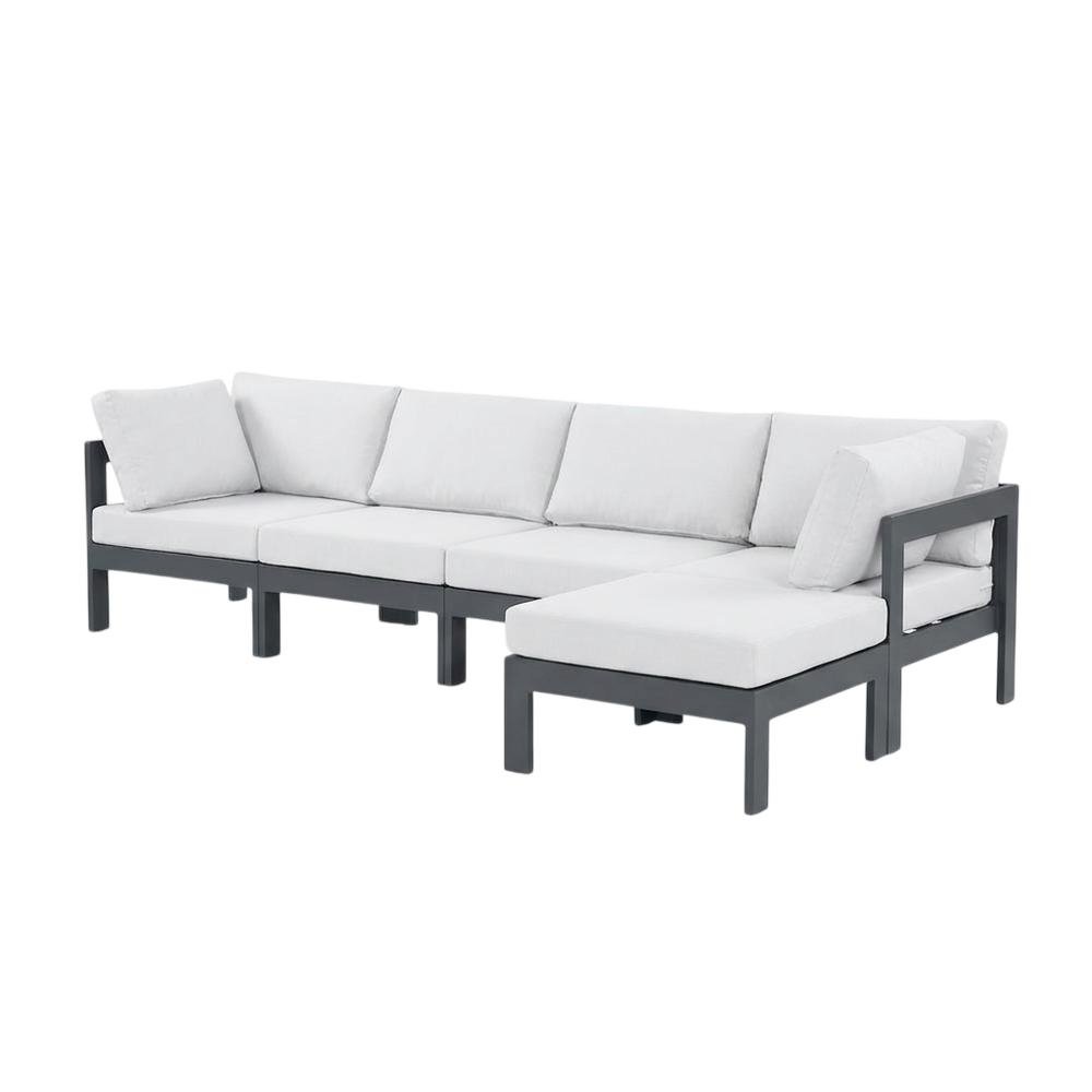 White Fabric Outdoor Modular Sectional For Patio Living With Contemporary Style. Picture 1