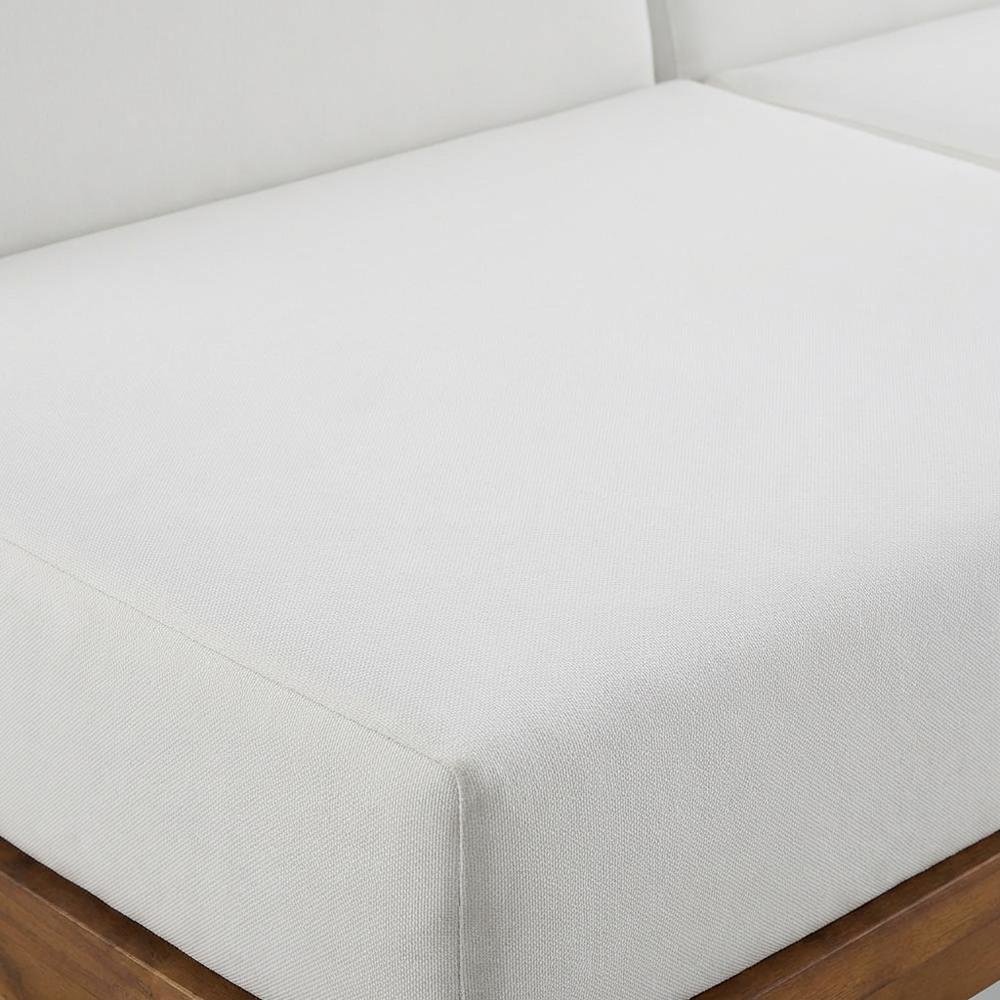 Contemporary White Fabric Outdoor Modular Sofa With Acacia Wood Finish. Picture 5