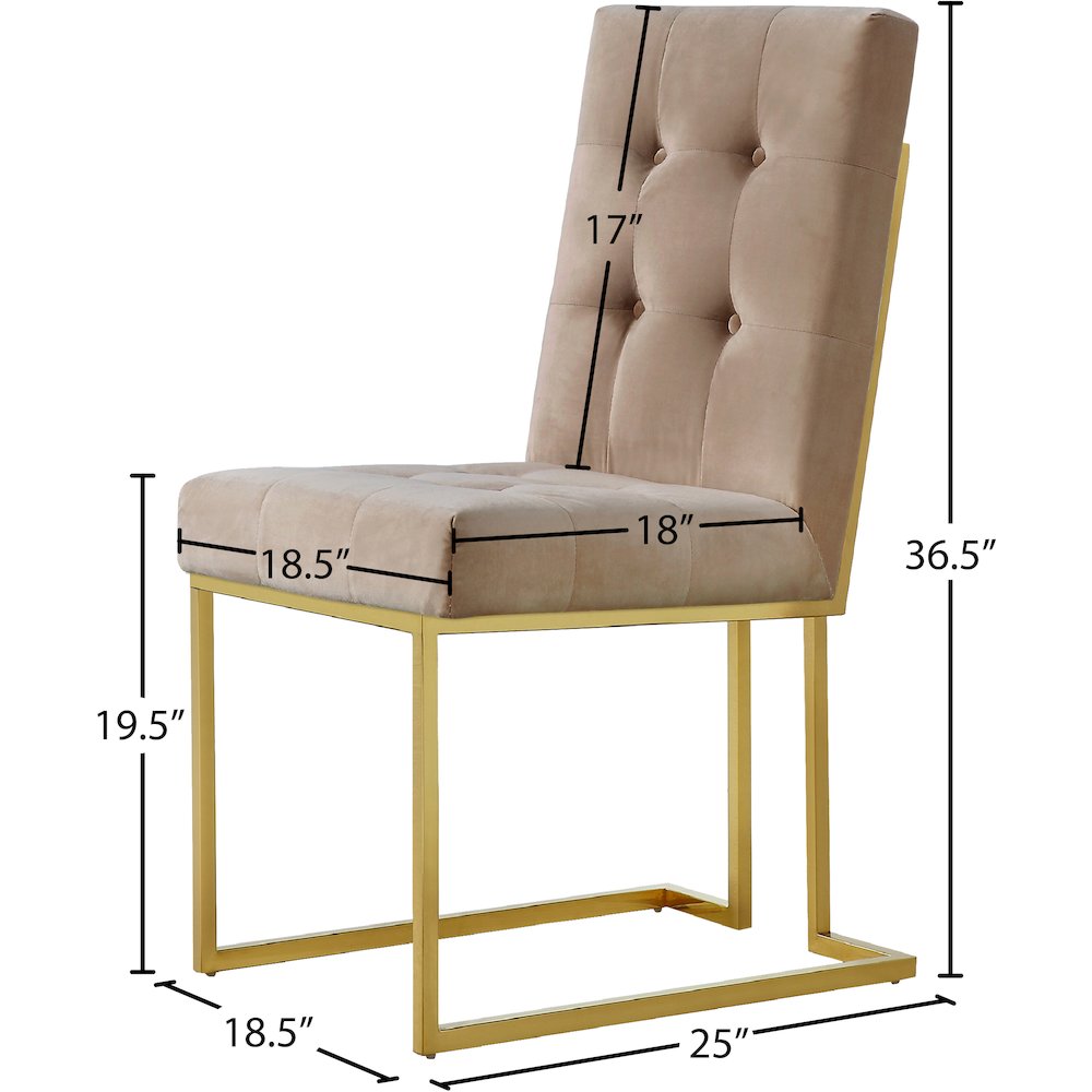 Pierre Beige Velvet Dining Chair, Set of 2. Picture 4