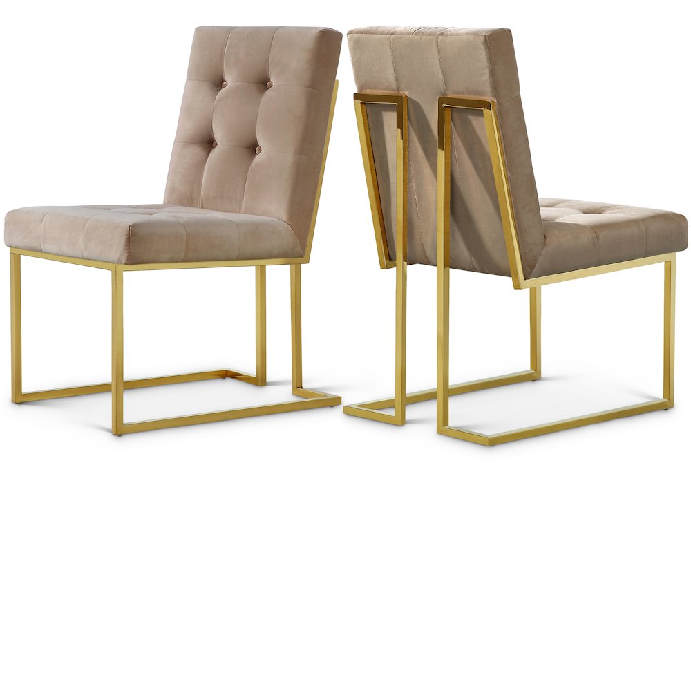 Pierre Beige Velvet Dining Chair, Set of 2. Picture 1