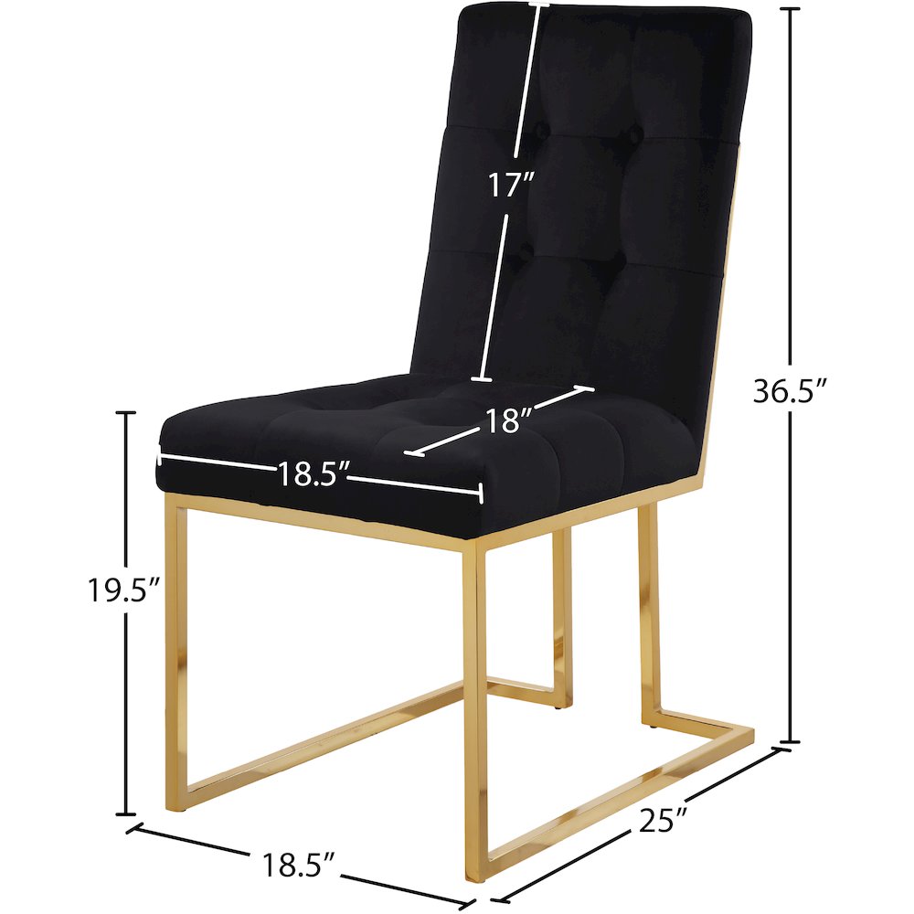 Pierre Black Velvet Dining Chair, Set of 2. Picture 4