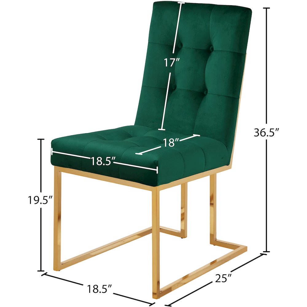 Pierre Green Velvet Dining Chair, Set of 2. Picture 4