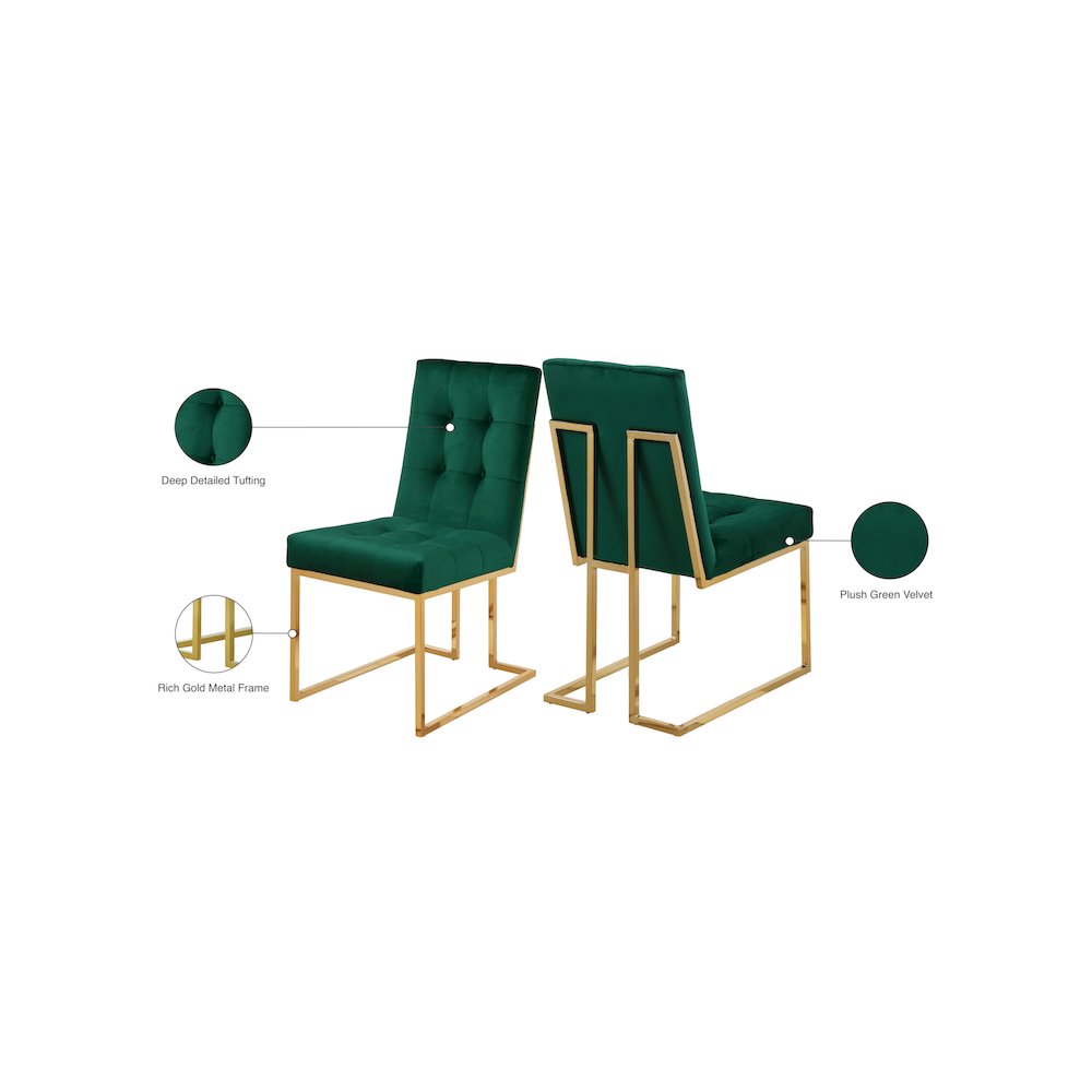 Pierre Green Velvet Dining Chair, Set of 2. Picture 5