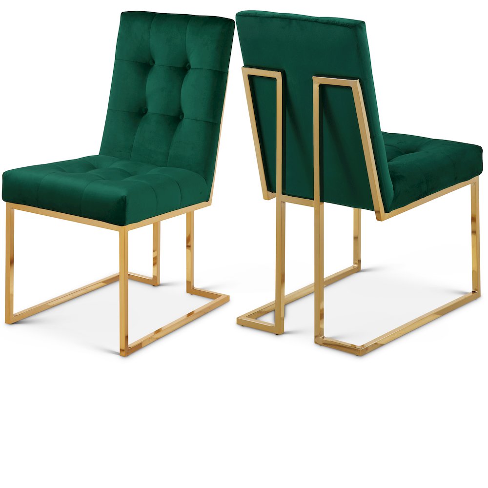 Pierre Green Velvet Dining Chair, Set of 2. Picture 1