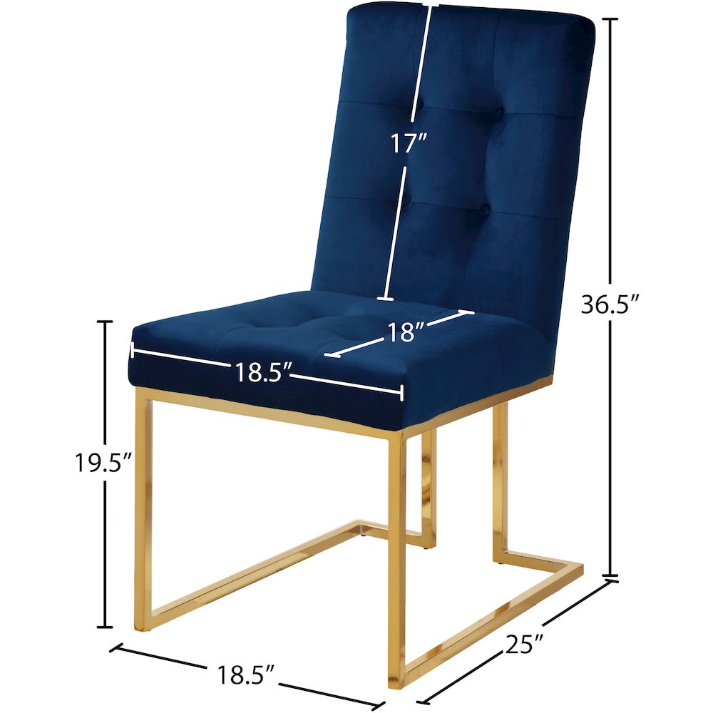 Pierre Navy Velvet Dining Chair, Set of 2. Picture 4