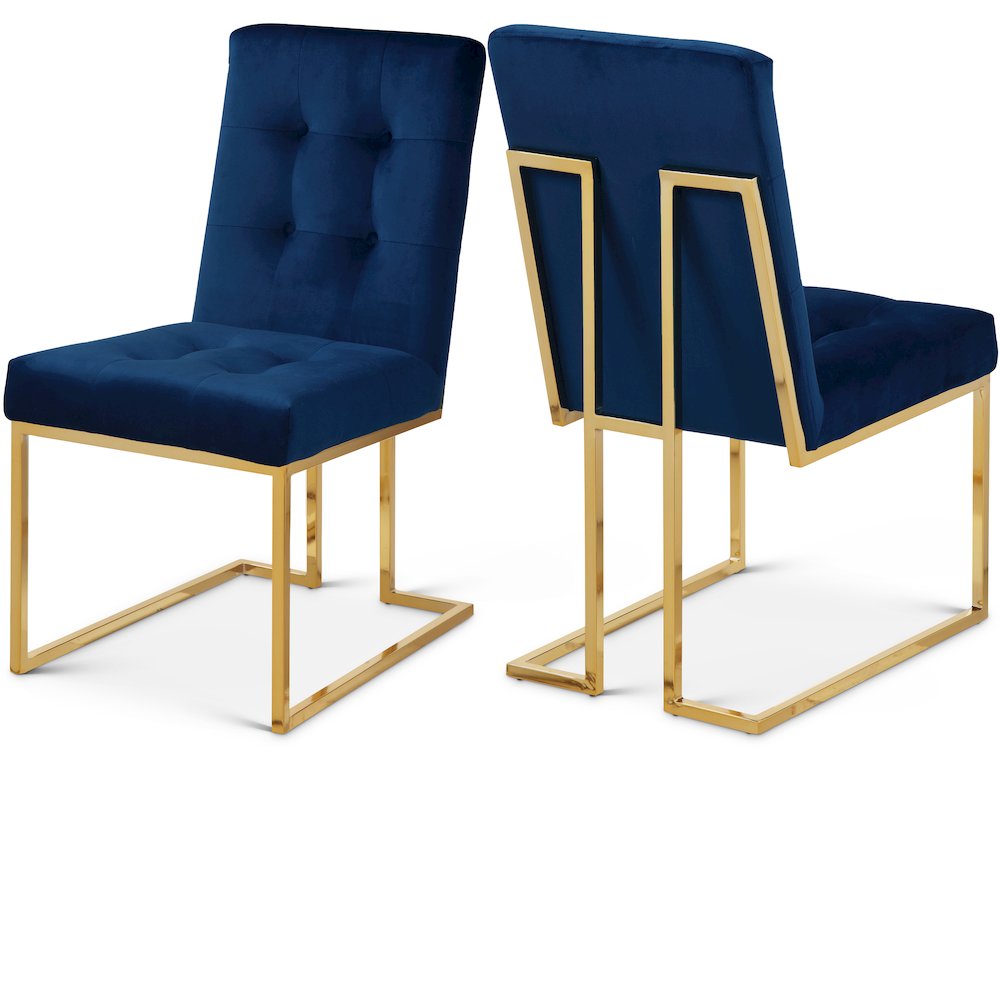 Pierre Navy Velvet Dining Chair, Set of 2. Picture 1