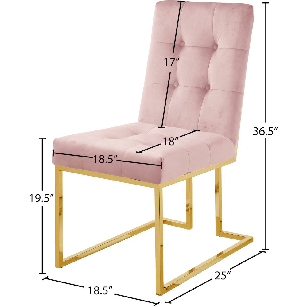 Pierre Pink Velvet Dining Chair, Set of 2. Picture 4