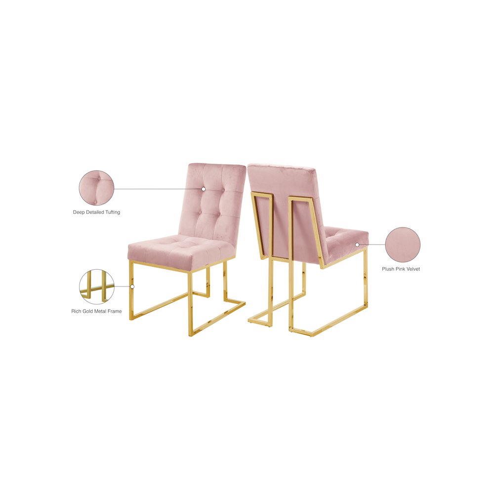 Pierre Pink Velvet Dining Chair, Set of 2. Picture 5