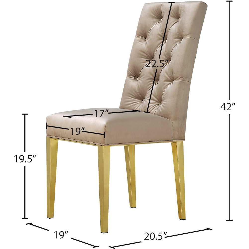 Capri Beige Velvet Dining Chair, Set of 2. Picture 3