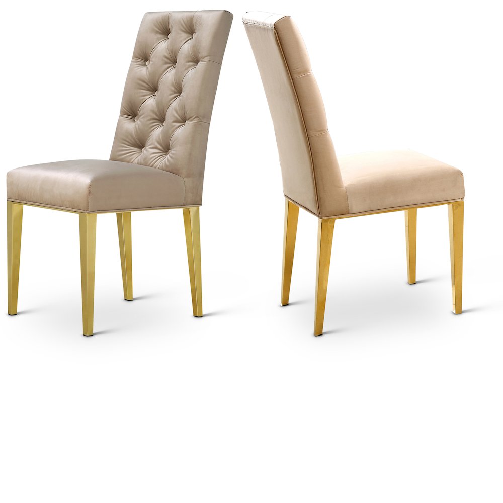 Capri Beige Velvet Dining Chair, Set of 2. Picture 1