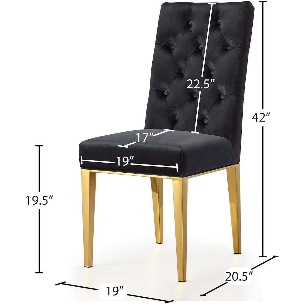 Capri Black Velvet Dining Chair, Set of 2. Picture 3