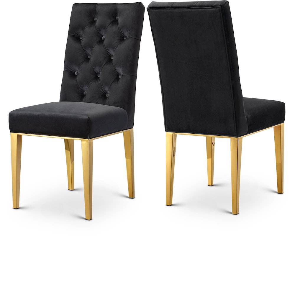 Capri Black Velvet Dining Chair, Set of 2. Picture 1