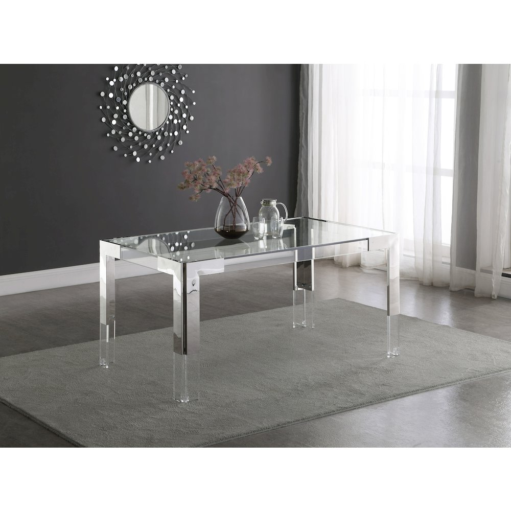 Casper Rich Chrome Dining Table. Picture 5