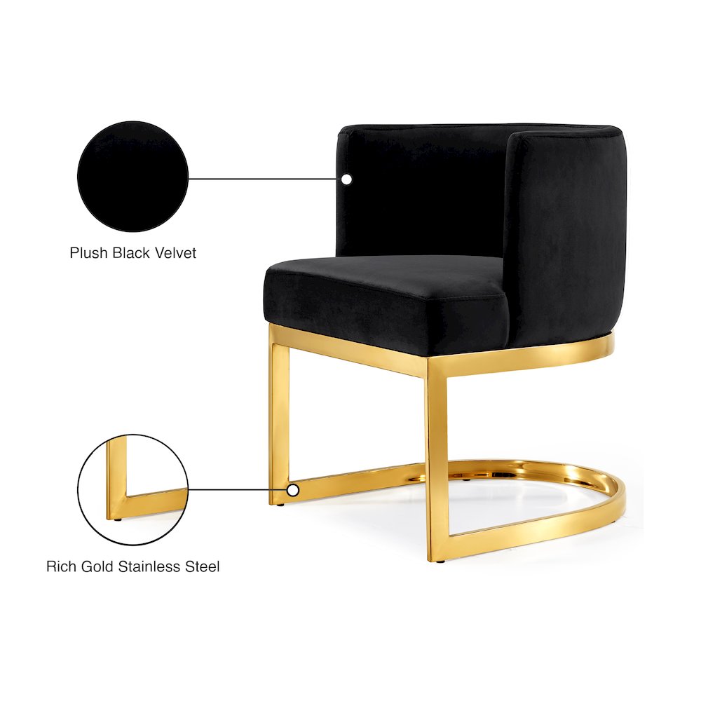 Gianna Black Velvet Dining Chair. Picture 5