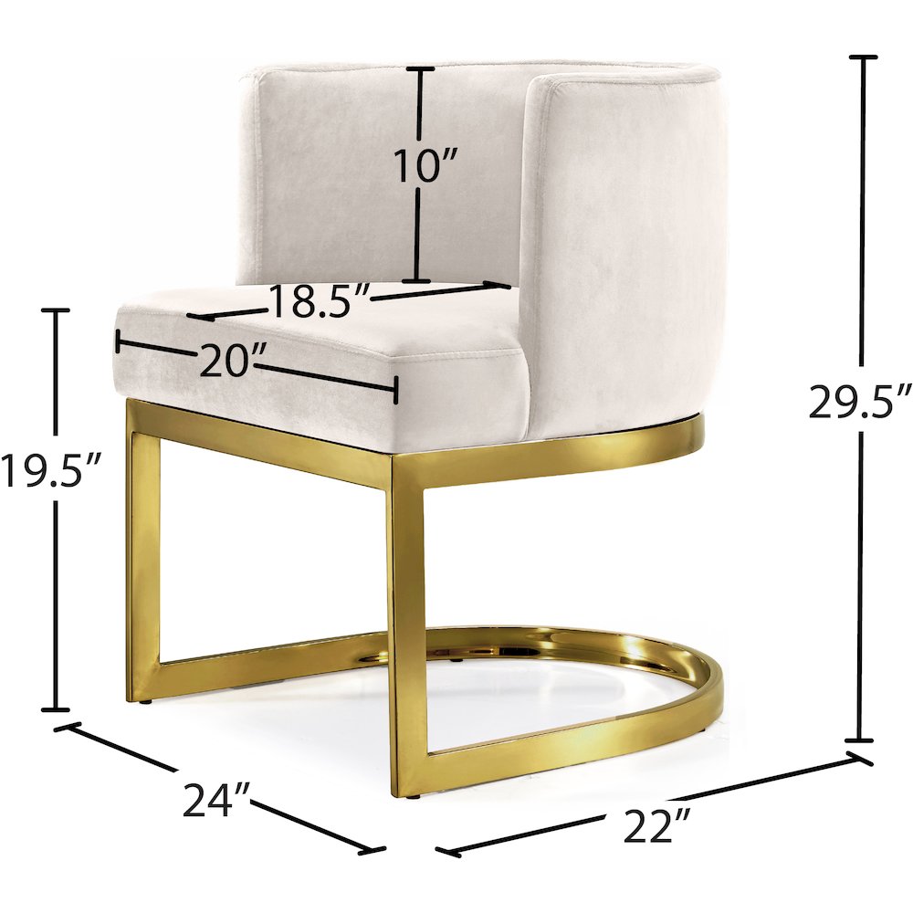Gianna Cream Velvet Dining Chair. Picture 4