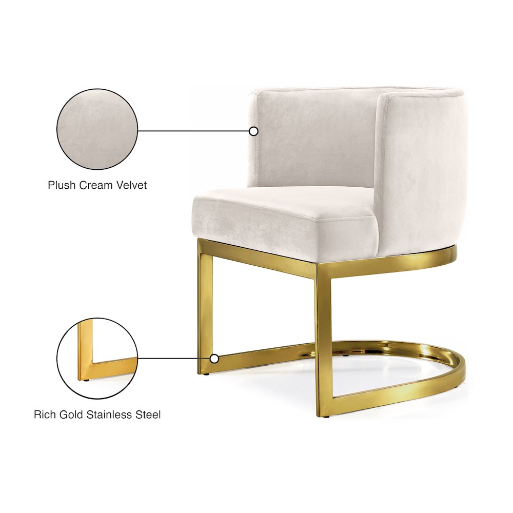 Gianna Cream Velvet Dining Chair. Picture 5