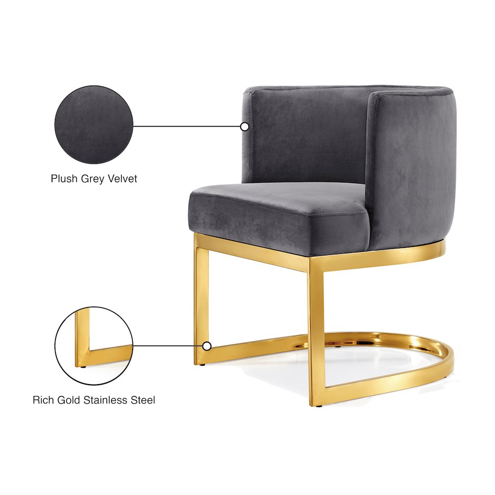 Gianna Grey Velvet Dining Chair. Picture 5