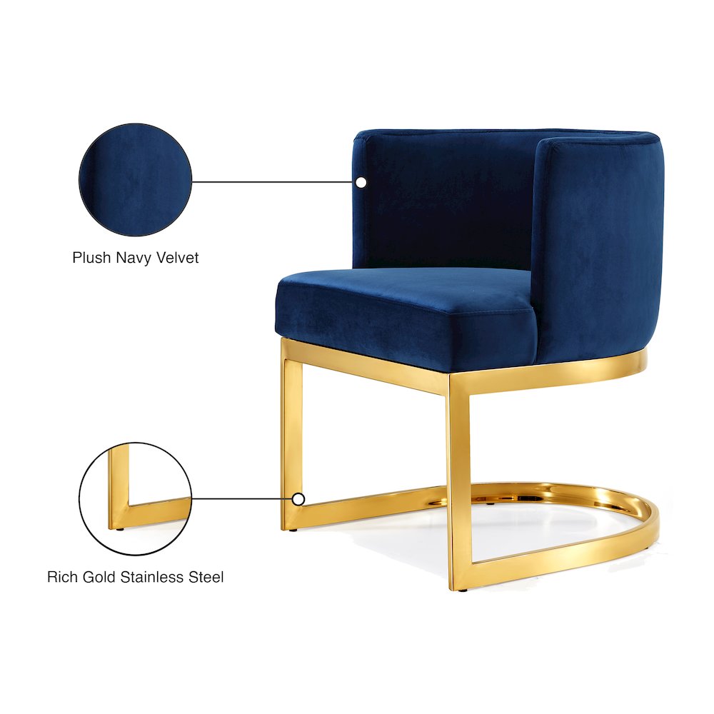 Gianna Navy Velvet Dining Chair. Picture 5