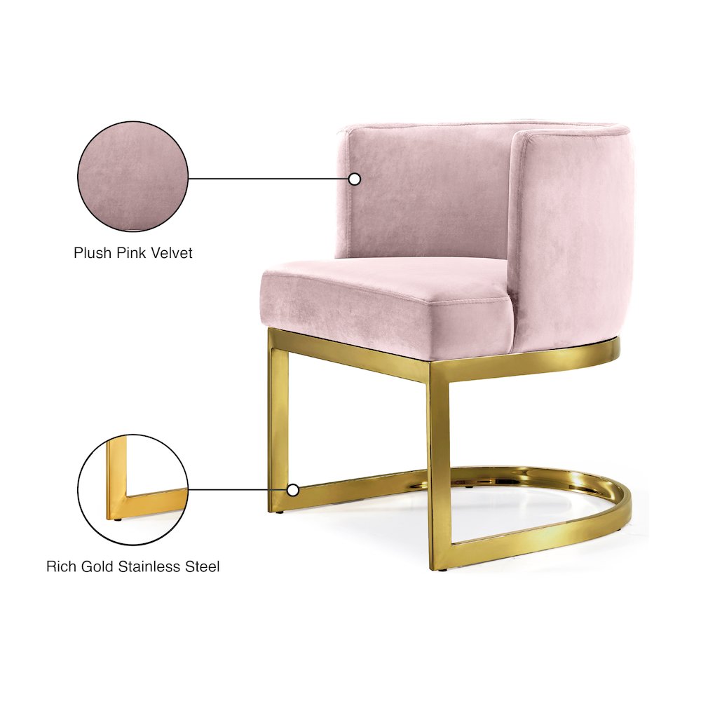 Gianna Pink Velvet Dining Chair. Picture 5