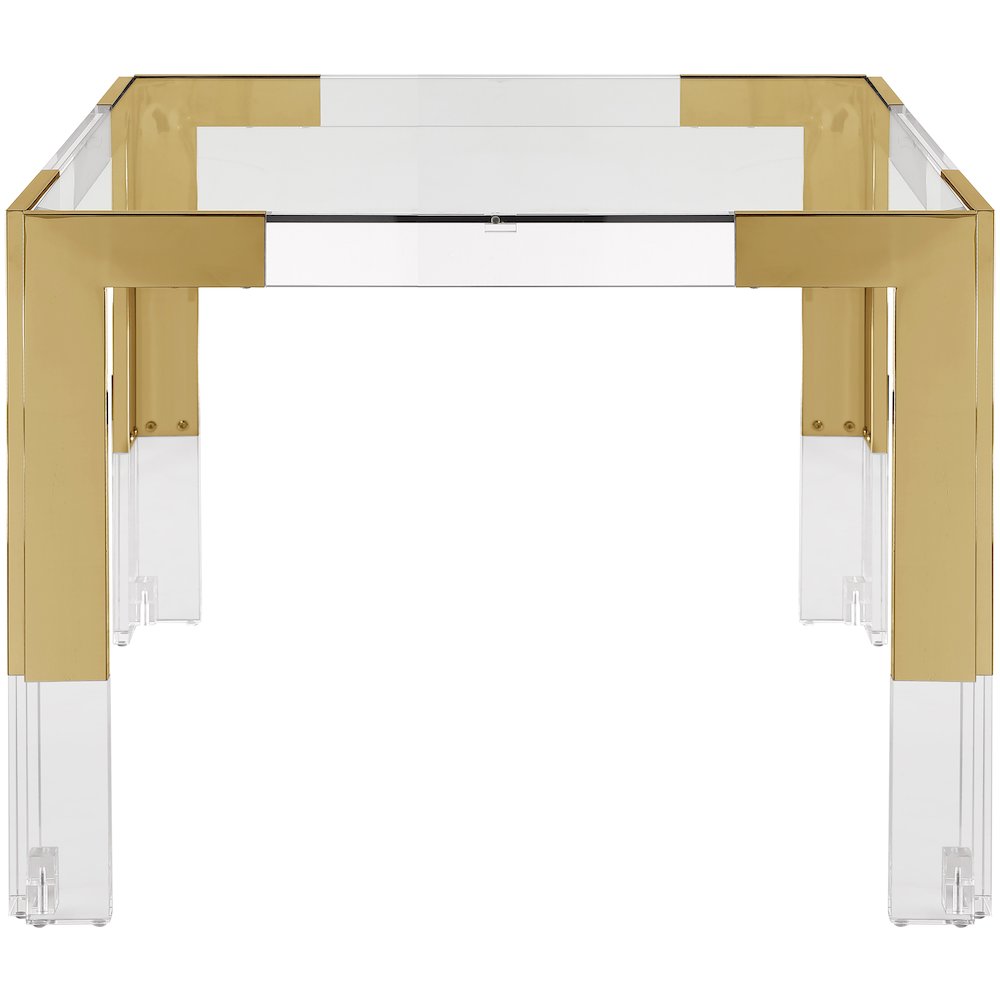 Casper 38" Gold GlassTop, Acrylic And Steel Base Dining / Game Table. Picture 2