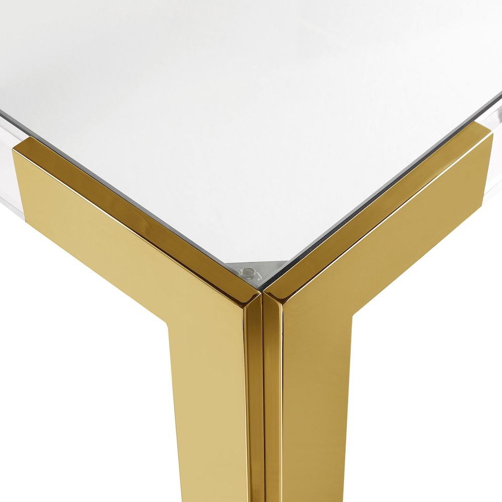 Casper 38" Gold GlassTop, Acrylic And Steel Base Dining / Game Table. Picture 3