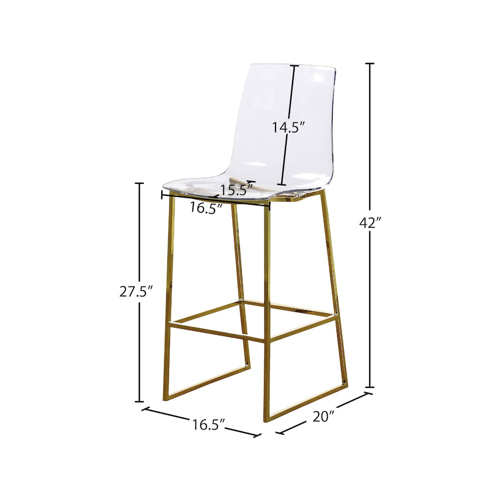 Lumen Gold Metal/Lucite Polycarbonate Stool. Picture 4