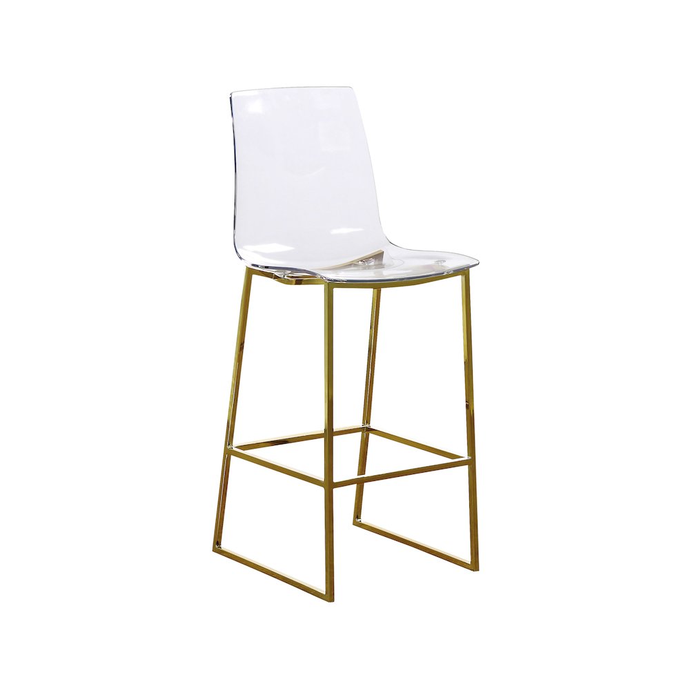 Lumen Gold Metal/Lucite Polycarbonate Stool. Picture 1