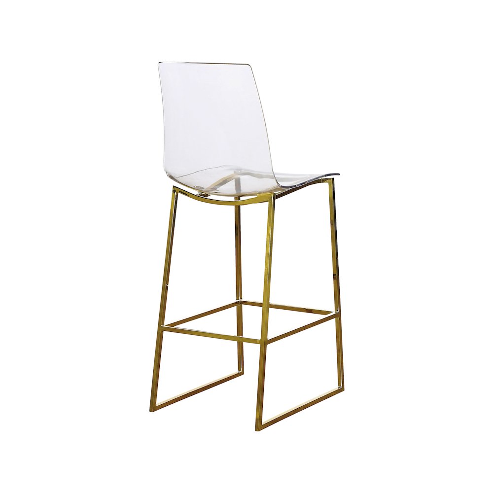 Lumen Gold Metal/Lucite Polycarbonate Stool. Picture 2