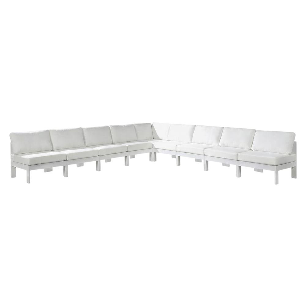 White Fabric Outdoor Patio Modular Sectional With Contemporary Design. Picture 1