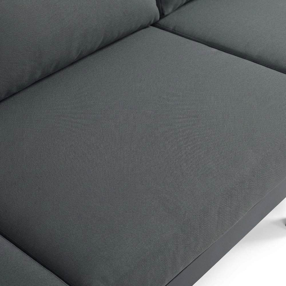 Gray Fabric Outdoor Modular Sofa With Contemporary Design And Cushioned Seating. Picture 5