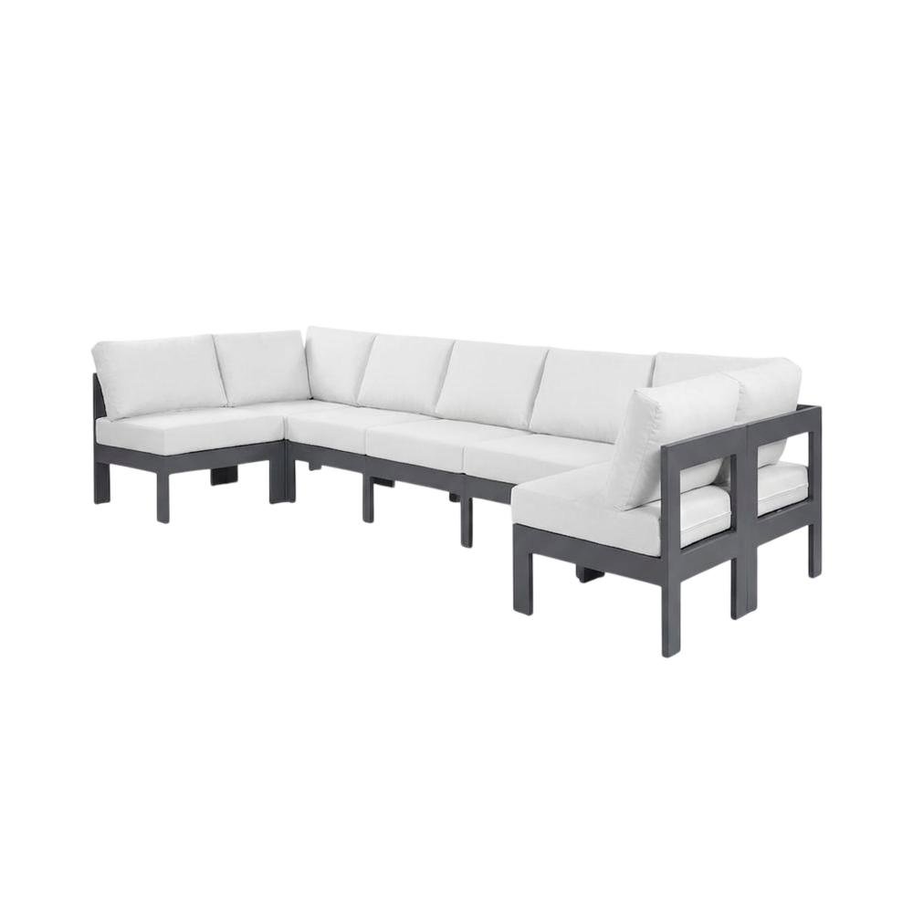 White Fabric Outdoor Patio Modular Sectional With Contemporary Design. Picture 1